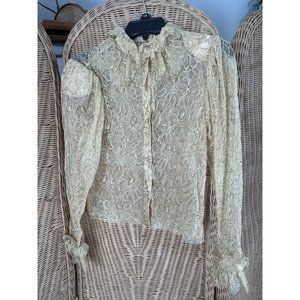 Vintage Women’s Blouse Gold Lace BIS Beverly Hills Size 34 Small